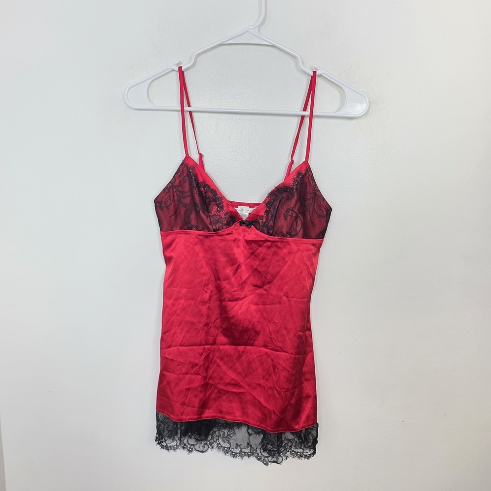 Victoria's Secret Red Satin Black Lace Babydoll Vampire Gothic Tank Top Size S
